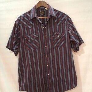 Plains Western Wear Maroon Pearl Snap Shirt